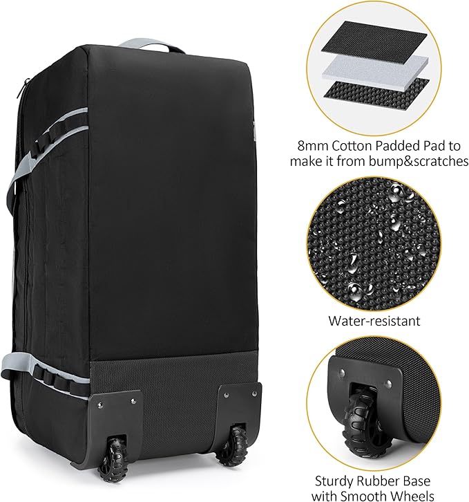 GRAOSO Car Seat Travel Bag with Wheels Compatible with UPPAbaby Aria and Mesa, Infant Padded Car Seat Carrier for Airport, Car Seat Gate Check Bag for Travel with Luggage Tag, Black, Bag Only