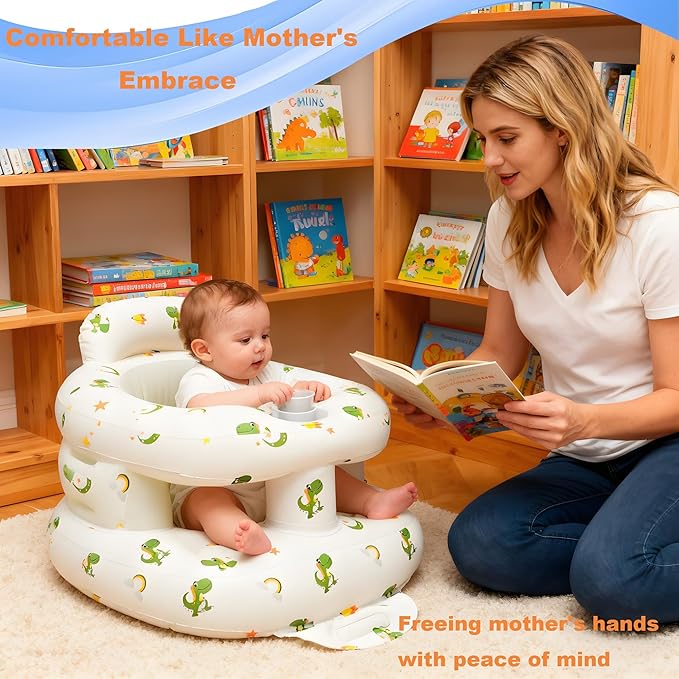 EXBEPE Thickened Inflatable Baby Seat, Sit Me Up Floor Seat for Babies 3-36 Months with Tray, Sitting Support Infant Chair, Built in Air Pump