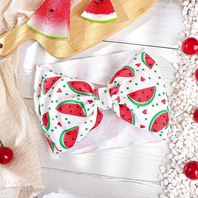 YanJie Watermelon Bow Headband for Girls Newborn Infants Toddlers - Red, 1 Count