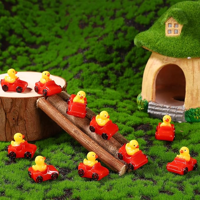30pcs Mini Resin Ducks, Cute Rubber Ducks Miniature Resin Ducks Small Tiny Resin Ducks Decoration Waterproof Little Ducks Perfect DIY Decorations Birthday Festival Party Toy Gifts(Red)