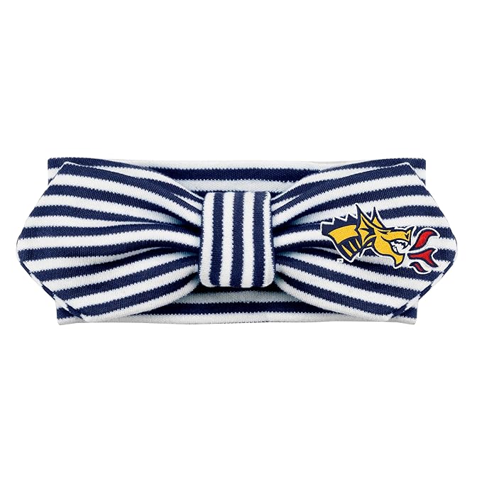 Creative Knitwear Drexel Dragons Infant Girls Navy/White Striped Hair Knot Headband Embroidered Logo - Size Newborn - 4T