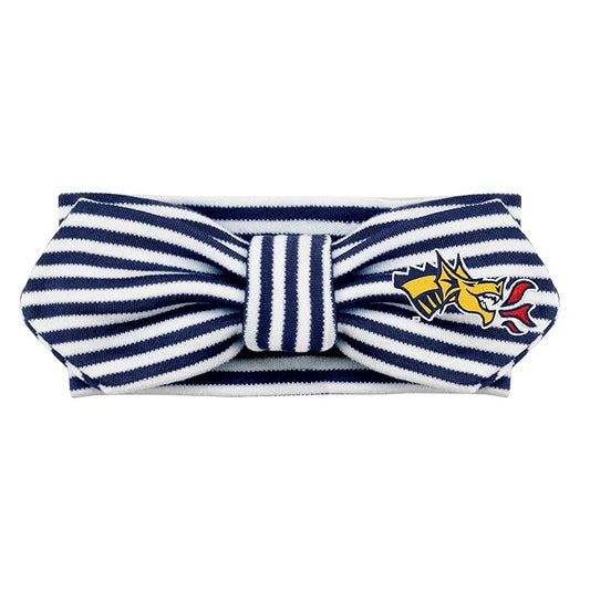 Creative Knitwear Drexel Dragons Infant Girls Navy/White Striped Hair Knot Headband Embroidered Logo - Size Newborn - 4T