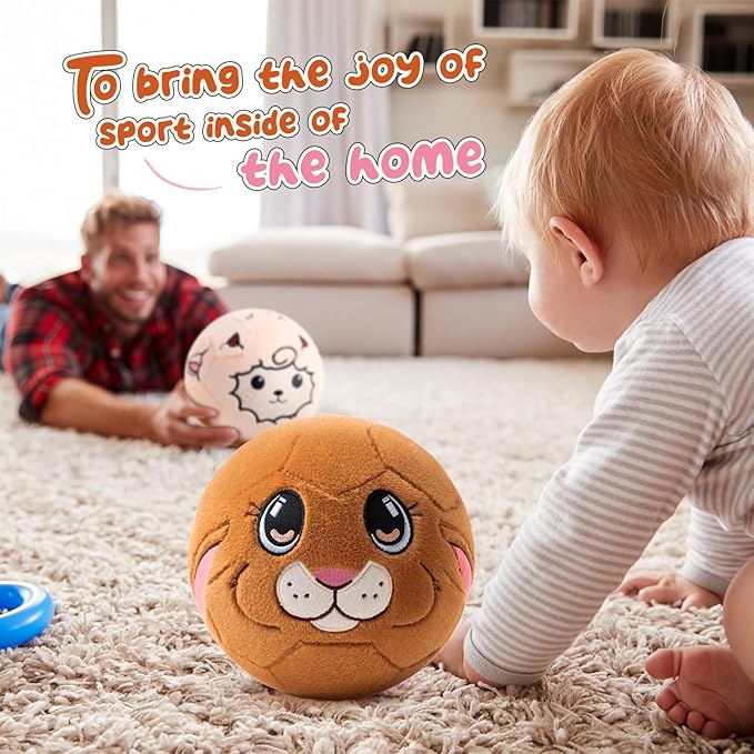 VangeBow Silent Indoor Soccer Balls for Toddlers 1-3, Inflatable Soft Plush Baby Toddler Soccer Ball Toys Gifts for Kid 3-5 Year Old Boy Girl First Birthday Gift (Easter Bunny, Pump Include)