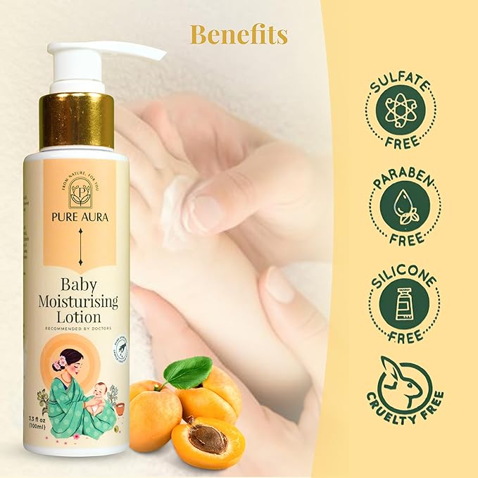 Rich Baby Moisturizing Lotion 100ml for Newborns & Kids Gentle Daily Use Cream for Soft Sensitive Skin Ayurvedic Chemical Free Hydrating Baby Lotion Made in India
