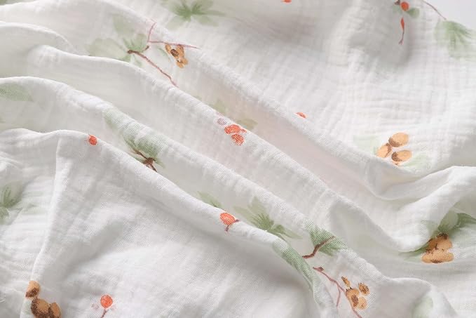Onacosht Muslin Mini Crib Sheets, 39" x 27" Pack and Play Mattress Sheets Fitted for Pack N Play, Soft Cotton for Boys Girls, 2 Pack, Green and Leaf