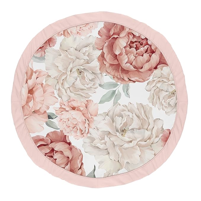 Sweet Jojo Designs Blush Pink Boho Shabby Chic Floral Girl Baby Play Mat Tummy Time Activity Infant Playmat for Playpen Tent Teepee Floor Off White Bohemian Vintage Garden Watercolor Flower Elegant