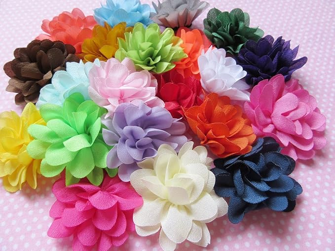 YYCRAFT Pack Of 38 Pcs Satin Silk Flower 2" Hair Flower Headband-Mix Color