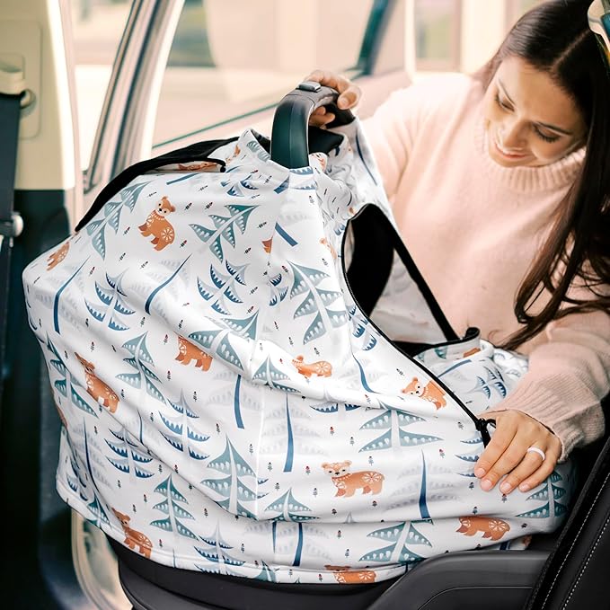 KeaBabies Winter Car Seat Cover Baby, Newborn - Universal Fit Infant Carseat Covers Baby Girl, Boy, Breathable, Lightweight Blanket, Easy to Use Stroller Canopy, Rain, Wind, Sun Shade (Maya)