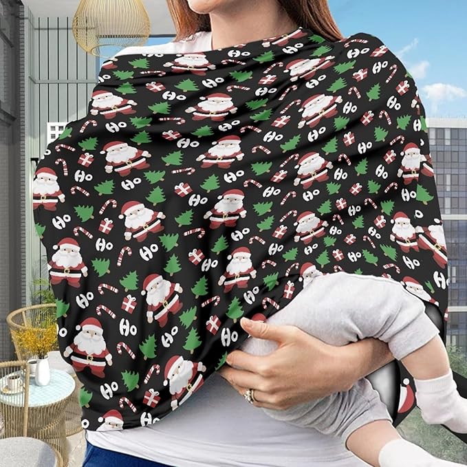 AFPANQZ Christmas Santa Breastfeeding Nursing Cover Carseat Canopy for Babies Infant Newborn Stroller Cover Breastfeeding Scarf Baby Shower s for Boys and Girls