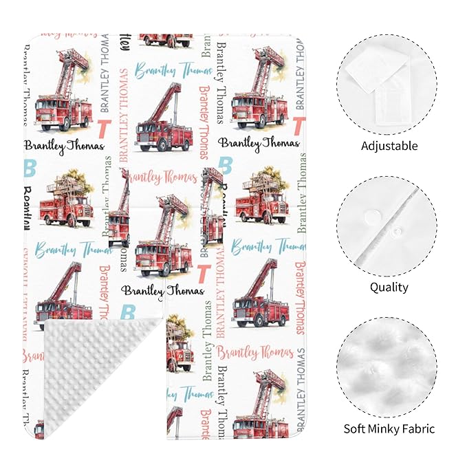 Custom Baby Car Seat Canopy Personalized Car Seat Covers with Name for Baby Boys Girls Customized Fire Truck Nursing Breastfeeding Cover Infant Carseat Canopies Newborn Minky Baby Blanket
