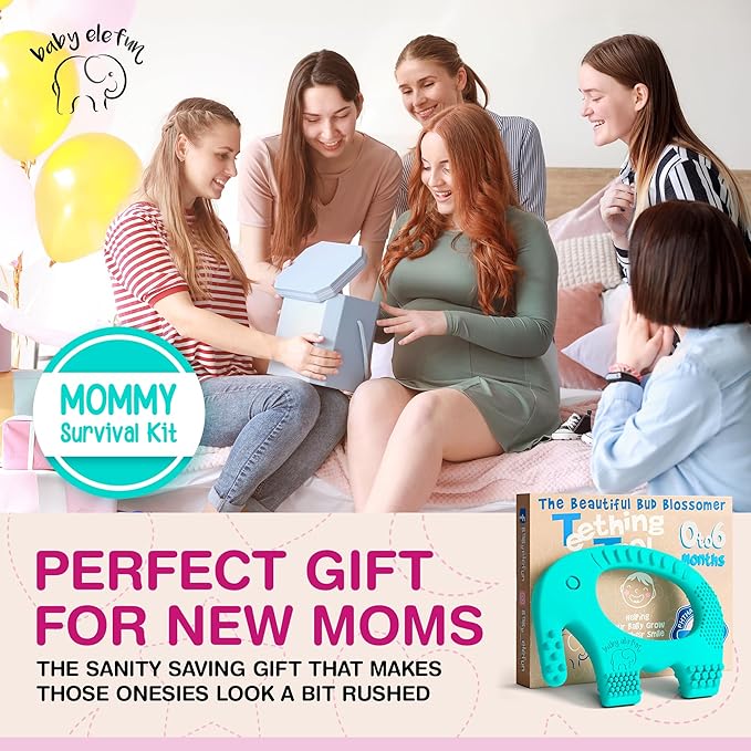 Elefun Baby Teether Pack - Gift 6 Months Blissful Teething Relief - Infant Teethers 0 to 6 Month Baby Shower Gift Set - Safe Silicone Soothing Rings Developmental Infant Chew Toys