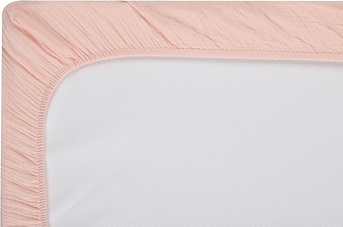 Onacosht Muslin Crib Sheets for Boys Girls, Soft Breathable 100% Cotton Baby Fitted Sheet 52" x 28" for Standard Toddler Crib Mattress, 2 Pack, Pink Floral