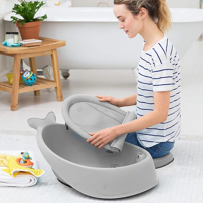 Skip Hop Baby Bath Tub, 3-Stage Smart Sling Tub, Moby, Grey (Pack of 2)