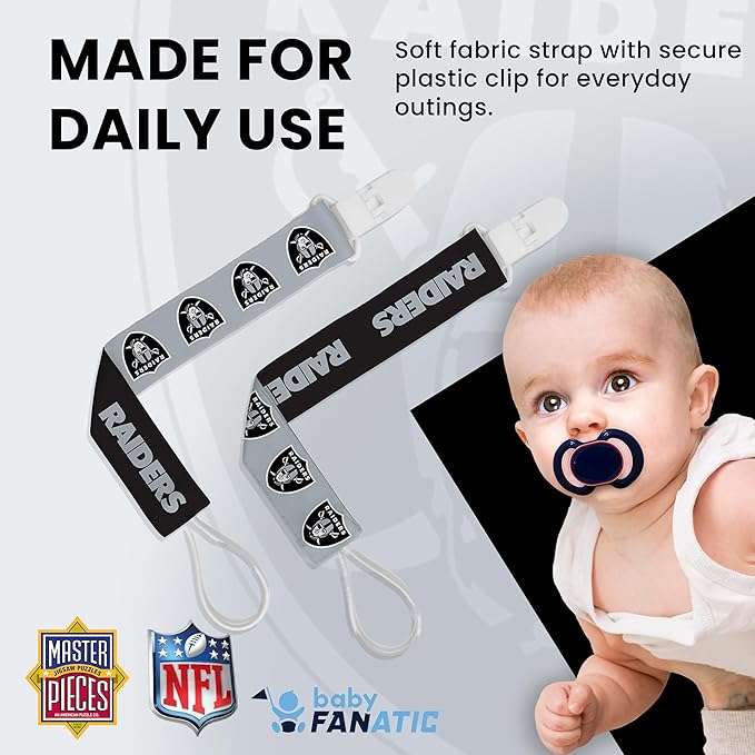 Masterpieces NFL Unisex-Baby 2-Pack Pacifier Clips