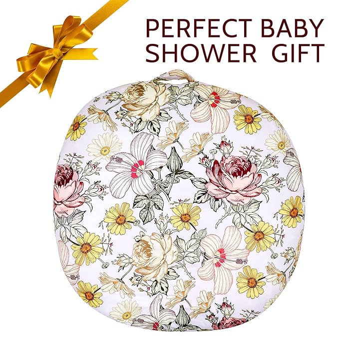 Newborn Lounger Cover for Boys Girls, Removable Cover for Infant Lounger Pillow, Soft Snug Fitted Baby Lounger Slipcover,Floral