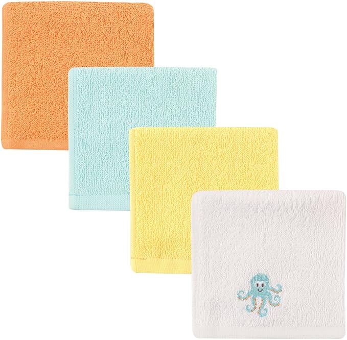 Luvable Friends Unisex Baby Super Soft Cotton Washcloths, Octopus, One Size