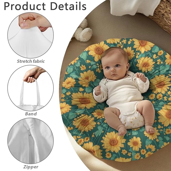 Newborn Lounger Cover, Sunflower Dog Print Strechy Newborn Lounger Cover Newborn Lounger Pillow Cover Removable Baby Lounger Slipcover Soft Infant Lounger Cover for Baby Boys Girls