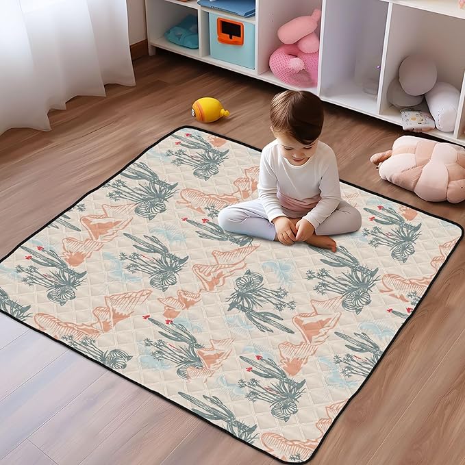 Western Desert Cactus Baby Play Mat Infant Foldable Playmat Crawling Mat 50x50 Playpen Mat