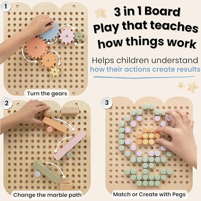 5 Panels, Wall Busy Board for Toddlers 2–7, 25-in-1 Montessori Wall Activity Board, Wooden Busy Board Wall Mounted, Sensory Wall Panel for Kids, Toddler wall Activity, Large Modular System
