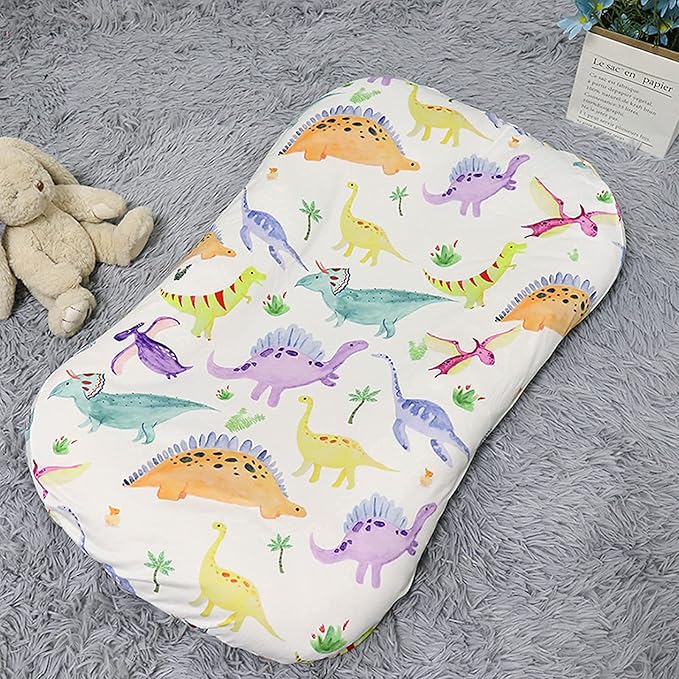 Baby Lounger Cover, Dinosaur Infant Padded Loungers Cover, Removable Infant Lounger Slipcover for Baby Boys Girls, White (Lounger not Included)