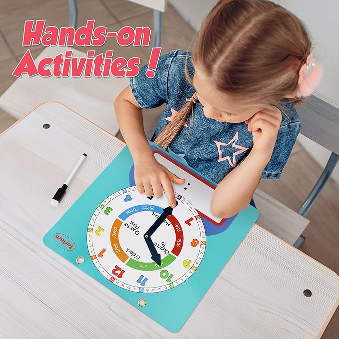 Large Magnetic Dry Erase Learning Clock for Kids Learn to Tell Time,12" Demonstration Teaching Time Practice Clock Analog Clocks with Pen, Classroom Supplies Homeschool Essentials Learning Resources