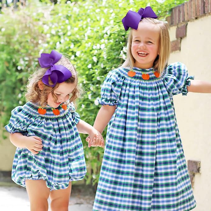 Oaoleer Big Hair Bows for Girls 12 PCS 6" Purple Grosgrain Ribbon Large Boutique Bow Alligator Clips Hair Accessories for Toddlers Little Girls Kids