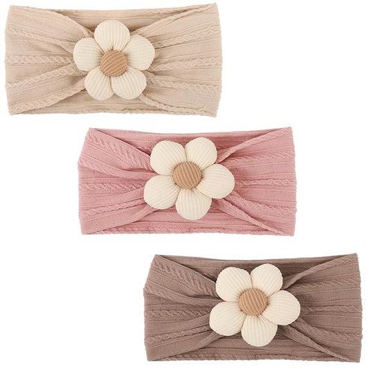AQOKKA Baby Flower Headbands Nylon Baby Girl Headbands Soft Handmade Hairbands Toddler Hair Accessories for Girls Baby Newborn Infant Kids