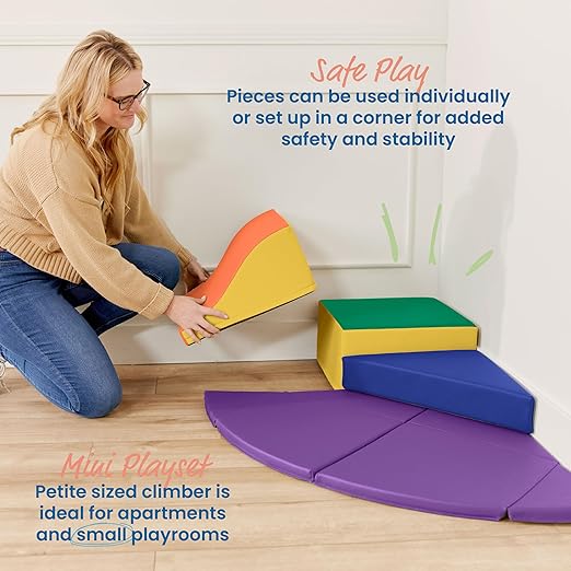 ECR4Kids SoftZone Junior Adventurer's Summit Slide, Corner Climber, Assorted, 4-Piece