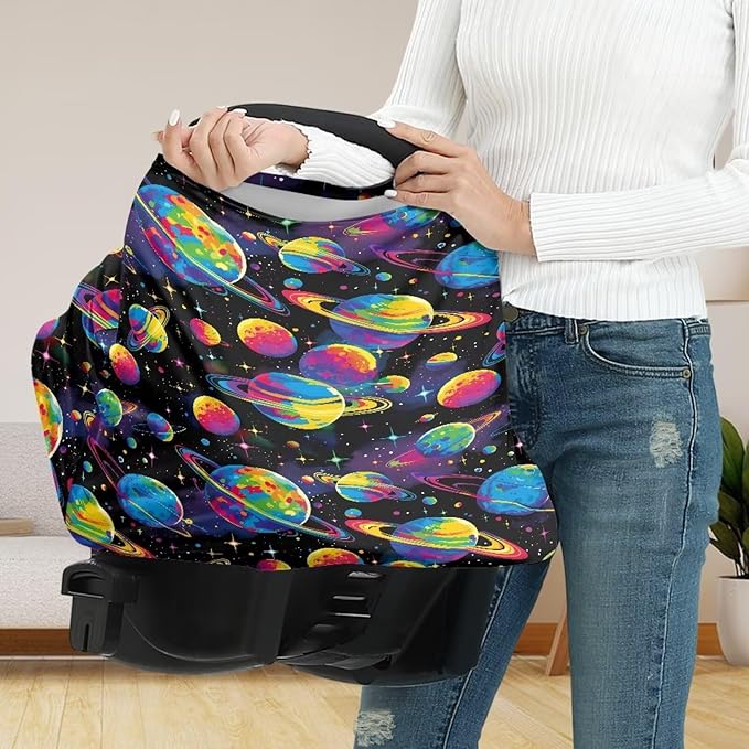 GIFTPUZZ Universe Multi-Functional Nursing Cover - Soft & Breathable Breastfeeding Scarf, Car Seat Canopy, Grocery Cart & Stroller Protector - Universal Fit for Moms