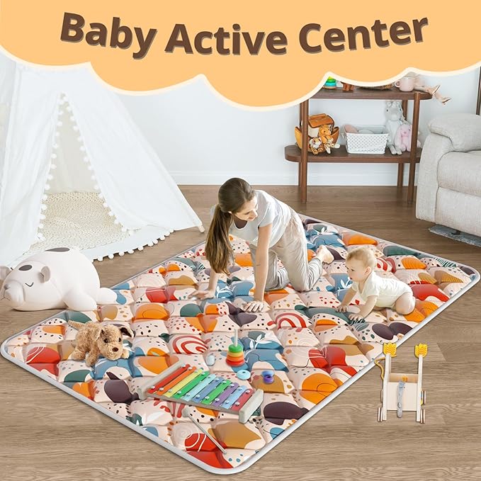 Fshibila Baby Play Mat, 74" × 50“ PlayMat for Playpen, Baby Playmat for Floor, Thick Ultra Soft Play Mat for Babies and Toddlers Infants Playing or Crawling.