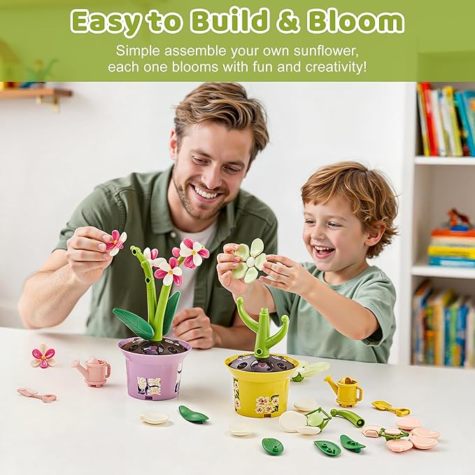 Flower Building Toy with Music, Flowers Botanical Plants Blocks Sets Kits, Halloween Birthday Thanksgiving Gift Ideas for Kid Girl Boy Child, Home Dorm Room Desk Decor, Ages 5 6 7 8, Orchid
