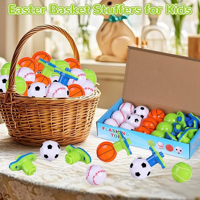 SCIONE 12Pcs LED Light Up Spinning Tops for Kids, Glow in The Dark Party Supplies, Easter Basket Stuffers, Birthday Party Favor Bulk Toys, Treasure Box Toys for Classroom Prize