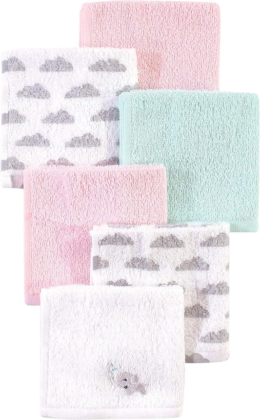 Luvable Friends Unisex Baby Super Soft Cotton Washcloths, Elephant Spray, One Size