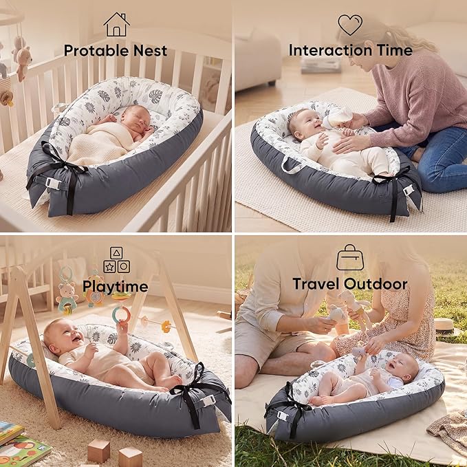 Baby Lounger for Newborn, Baby Lounger Covers & Soft Baby Nest Cover Babies Essentials Gifts,Dock A Tot Portable Infant Lounger
