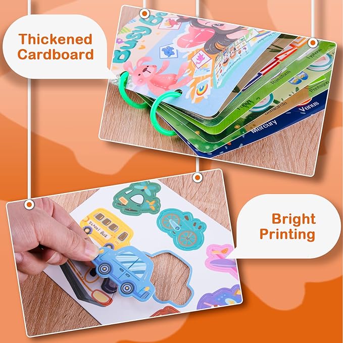 NAHSHON Small Montessori Busy Book for Toddlers 2-5, 12 Themes Preschool Learning Activities Educational Sorting Toys for Kids 3 Year Old, Autism Sensory Fine Motor Matching Games for Toddlers