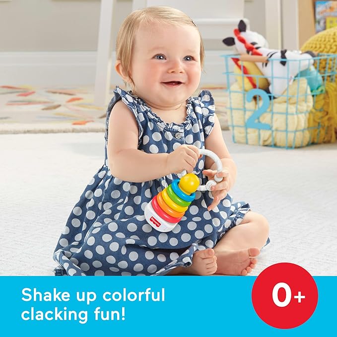Fisher-Price Baby Toys Newborn Classics-Pack of Rattle Teether & Sensory Activities for Developmental Play Ages 0+ Months