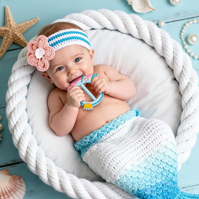 Mermaid Teether for Babies - SHARE&CARE Mom Gifts Silicone Teething Toy, Women Gift for Mom, Wife,Her, Holiday Baby Chew Toy for 3 Months+, BPA-Free,Baby Shower (Mermaid)