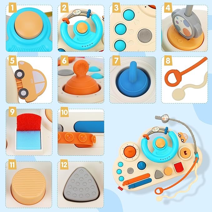 Caterbe Steering Wheel for Toddlers Toys, Baby Montessori Toy for Educational Gift
