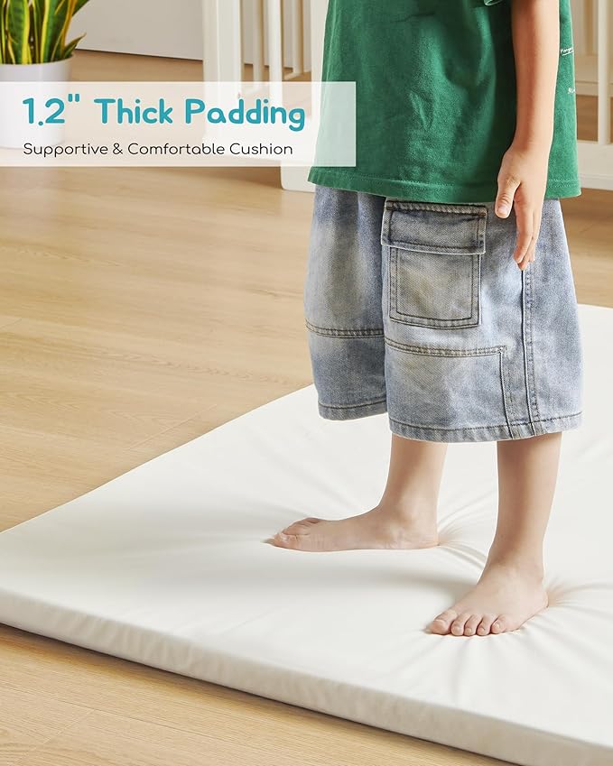 70.9” x 59” Large Baby Mat for Floor, Hypoallergenic Vegan Leather Cover Foam Play Mat for Living Room, Easy to Wipe Clean & Waterproof, Thick Playmat for Infants and Toddlers