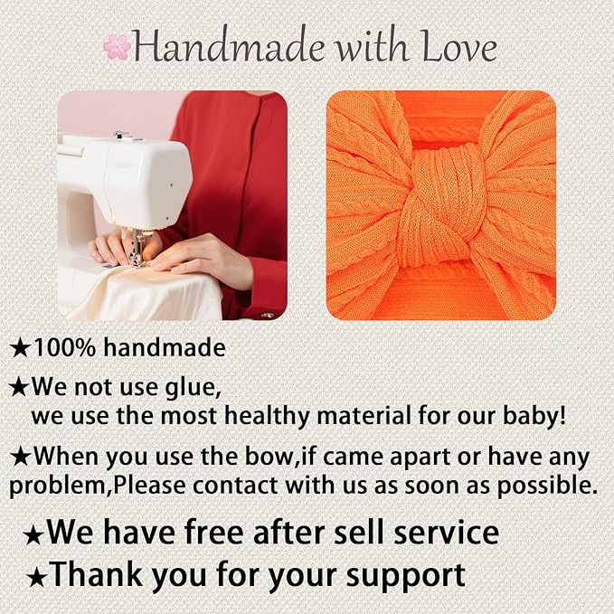 LemonSpace Handmade Fall Baby Girls Bows Soft Stretchy Nylon Hair Bands Hair Accessories Baby headbands with Bows for Newborn Baby Girls Infant Toddlers Kids(Orange)