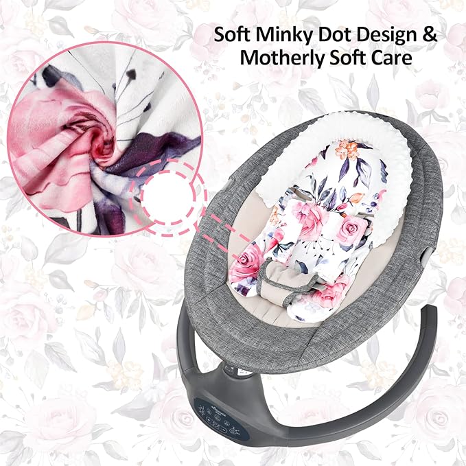 Pea Pod Baby Car Seat Head Support and Body Support with 2 Strap Covers, Ultra Soft Warm Minky Dot Fabric Backing, Baby Essential for Newborn, Stylish Floral Printed