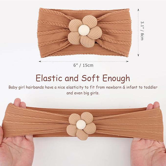 AQOKKA Baby Flower Headbands Nylon Baby Girl Headbands Soft Handmade Hairbands Toddler Hair Accessories for Girls Baby Newborn Infant Kids