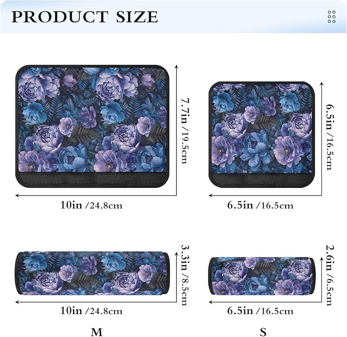 Dark Blue Purple Peonies Car Seat Belt Covers 2Pcs Fashion Safety Belt Cushion Seat Belt Shoulder Pad for Adults Women Kids