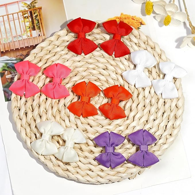 CellElection 60Pcs Hair bow Clips 2Inch Mini Hair Clips for Baby Fine Hair Grosgrain Ribbon Bows 30 Colors in Pairs