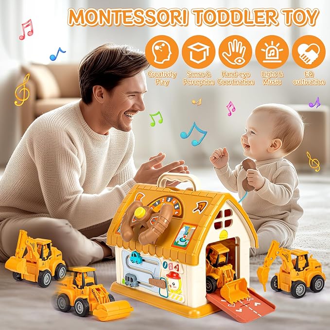 Baby Toys for 1 2 3 Year Old Boy and Girl Gifts Toddler Toys Age 1-2 10-in-1 Montessori with Sound Lights Music Clock Telephone and Car Educational Birthday for Boys Girls 12-18 Months