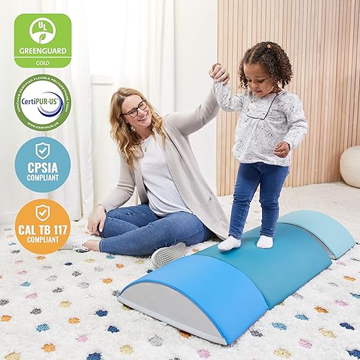 ECR4Kids SoftZone Colorful Log Climber Balance Builders, Beginner Playset, Contemporary, 3-Piece