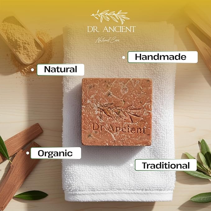 Dr.Ancient Sandalwood Soap Bar, Organic Soap Bars Handcrafted the Traditional Way, Natural Chemical-Free, Vegan, Used for Face Wash, Body Wash, and Hand Cleansing, Moisturizing, Nourishing Care