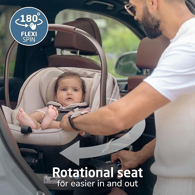 Maxi-Cosi Peri 180 Rotating Infant Car Seat, Baby Car Seat Rotating Carseat, Swivel Car Seat, Desert Wonder