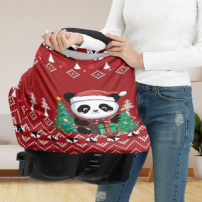 AFPANQZ Christmas Panda Breastfeeding Nursing Cover Baby Carseat Canopy for Babies Infant Newborn Stroller Cover Breastfeeding Scarf