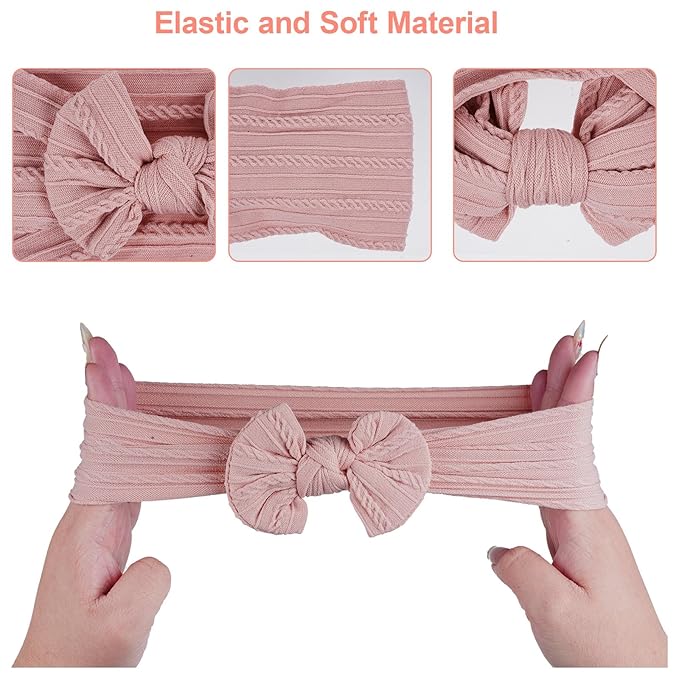 hoyuwak 3 PCS Baby Bow Headbands Handmade Nylon Bow Hairbands Soft High Stretchy Hair Accessories for Infant Baby Girls